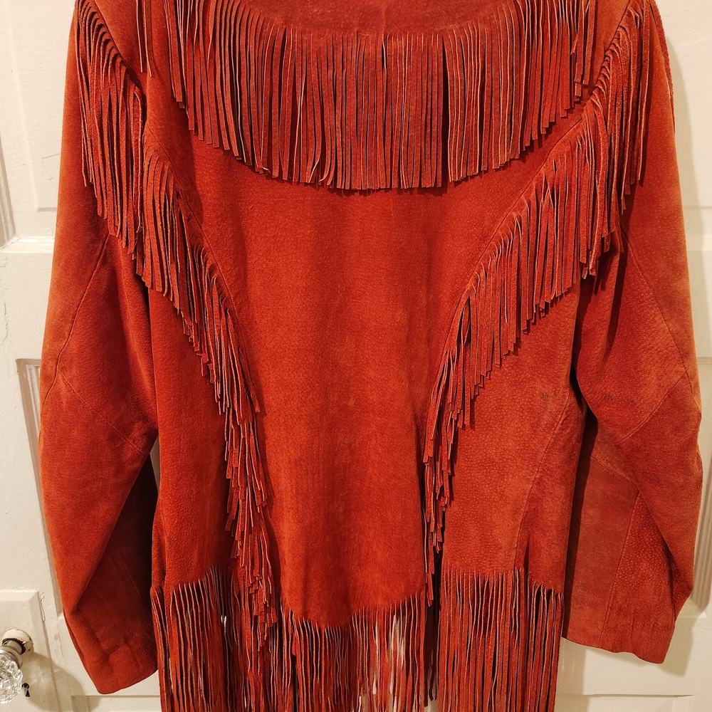 Echo Mountain by Arturo Suede Fringe Jacket - Rust - Made In Mexico - Vintage - Picture 2 of 12